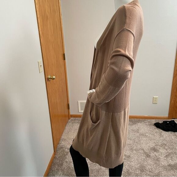 SUNDANCE- Gracie Cardigan Wool Blend Size M Tan Duster Sweater - Picture 7 of 9